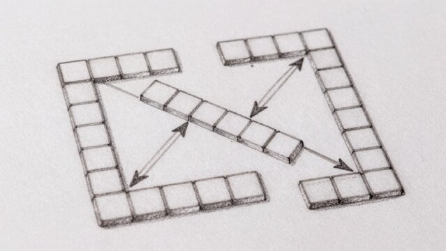 Black-and-white drawing plain white surface which appears piece paper sketchy hand-drawn style thin precise li