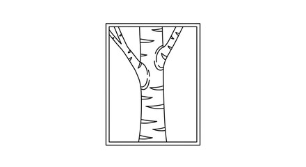 Fototapeta premium Minimalist Birch Tree Trunk Outline in Square Frame