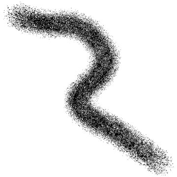 Digital particle stream effect resembling ink diffusion or smoke flow, also known as granular motion trace or stippled trajectory, used in motion graphics and visual effects.