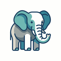 Fototapeta premium Modern stylized elephant illustration in blue and grey