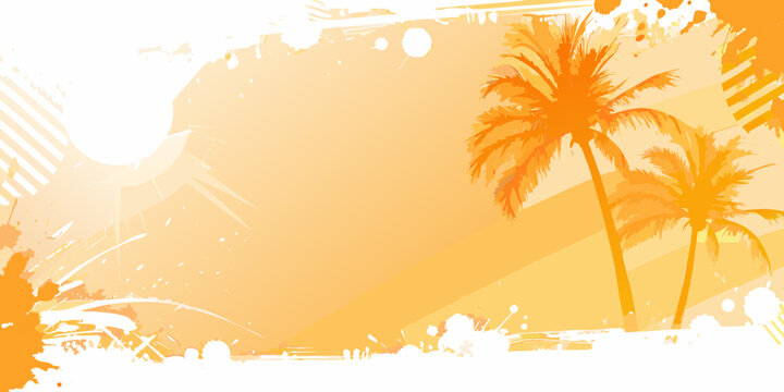 tropical palm trees on orange vector background summer beach vacation holiday travel