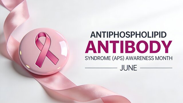 Shiny pink button badge featuring a ribbon symbol representing antiphospholipid antibody syndrome awareness month during the month of june captured in a soft professional on transparent background