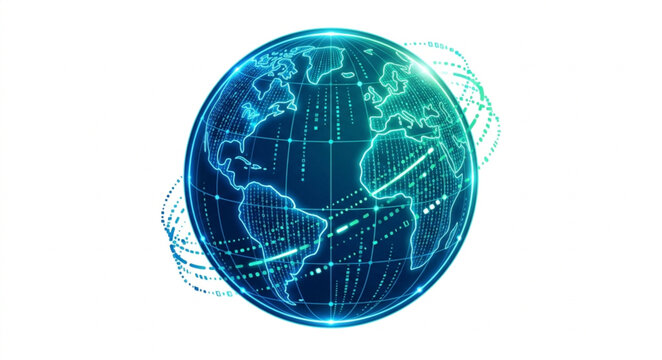 Digital Globe with Network Connections and Data Streams.