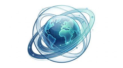 Digital Globe with Orbiting Blue Rings. © Gerda