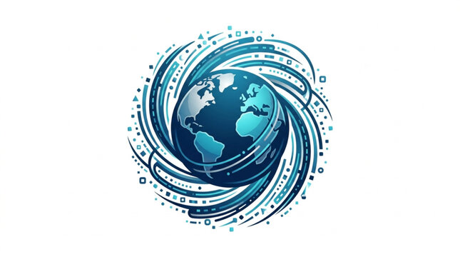 Digital Globe with Swirling Data Streams.
