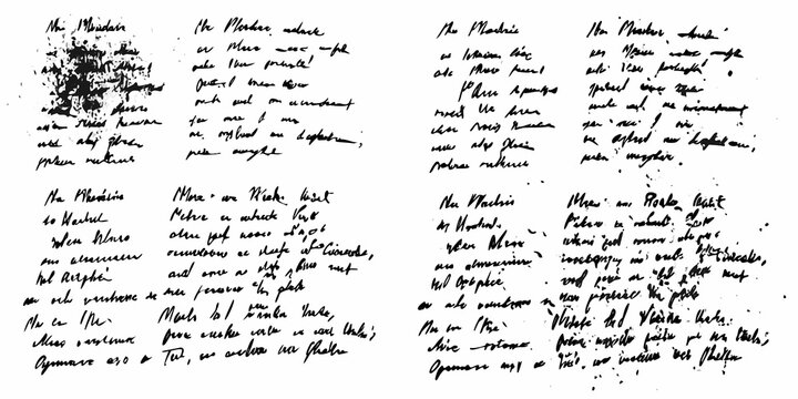 handwritten notes with ink splatters on white background grunge text writing document