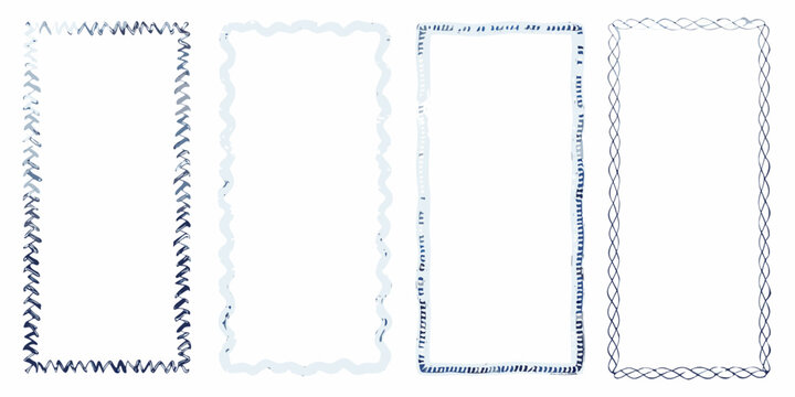 set of four hand drawn rectangular frames with decorative borders sketchy lines