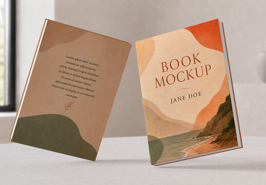 Floating Front and Back Book Cover Mockup