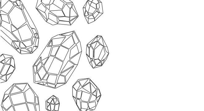 Geometric crystal outline illustrations on plain white background