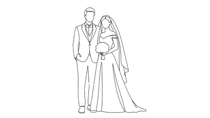 A loving couple stands together outdoors on their wedding day with happiness © Stock Image Paradise
