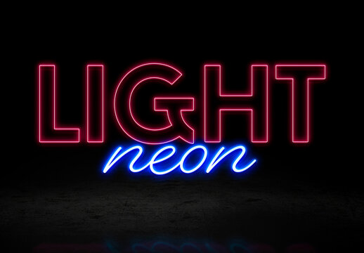 Retro Neon Light Text Effect Template
