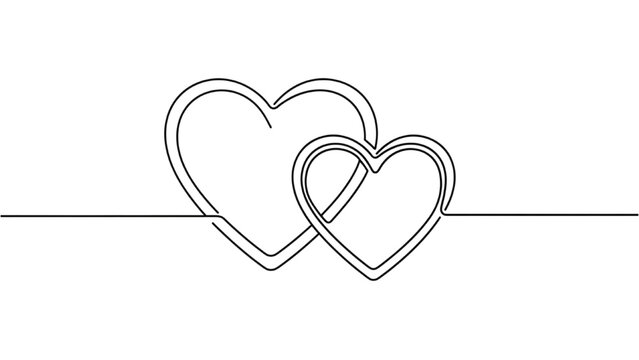 Two intertwined heart shapes drawn in a simple line style
