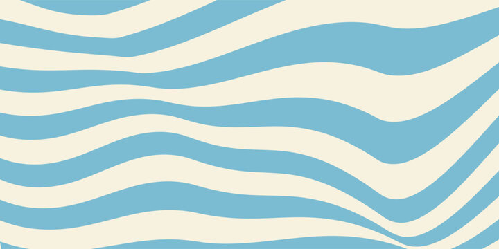 Retro groovy 60s 70s style vector pattern. Abstract wavy liquid swirl line texture in navy, yellow and orange for funky modern wallpaper and graphic print.