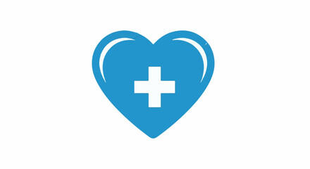 Fototapeta premium A blue heart icon with a white cross, symbolizing health and care
