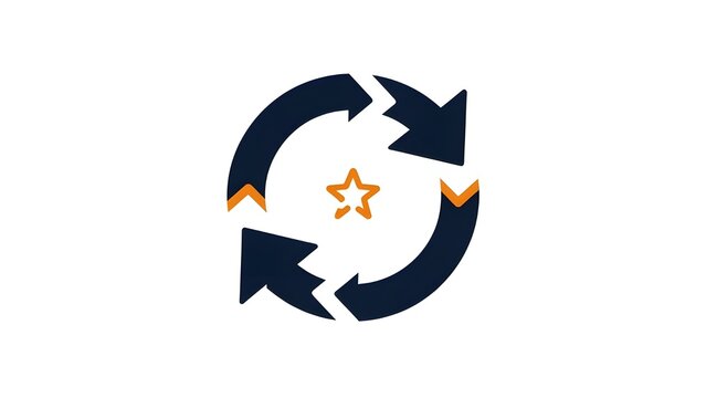 Modern Circle Loading Bar Illustration with Shiny Star Icon in the Center, Creative UI UX Progress Indicator Symbol, Minimalist Gamification and Achievement Concept Vector Graphic