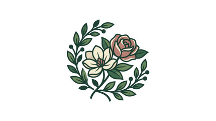 Elegant floral illustration with rose and magnolia flowers. © alik
