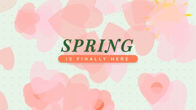 Spring Is Finally Here Animated Illustration with Pastel Flowers and Sun
