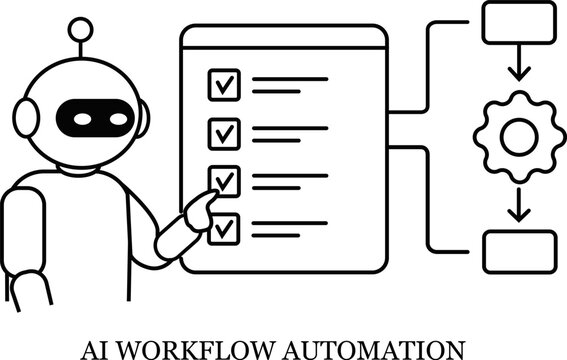 AI Workflow Automation Line Illustration