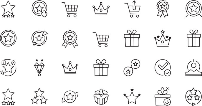 Set of vector shopping and food icons for e-commerce and web design