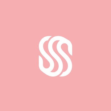 Abstract white SSS logo design on pink background.