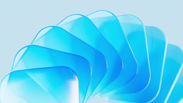 Blue rotating glass background video, 3d rendering.