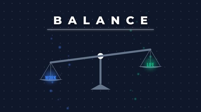 Abstract Motion Graphics Showing Work and Life Balance Concept on Scales