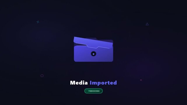 Digital media file importing into a blue folder animation sequence