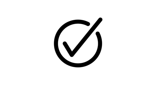 checkmark icon forming inside circle animation tick symbol graphic vector