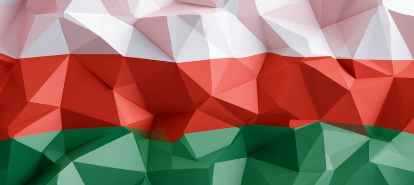 Bulgaria flag in polygonal geometric art style. Europe country independence day concept. Generative AI technology.