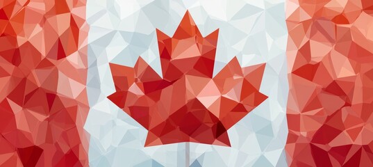 Naklejka premium Canada flag in polygonal geometric art. Generative AI technology.