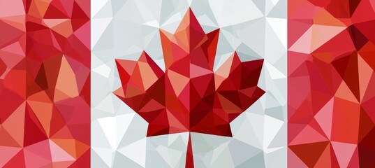 Naklejka premium Canada flag in polygonal geometric art style. North America country independence day concept. Generative AI technology.