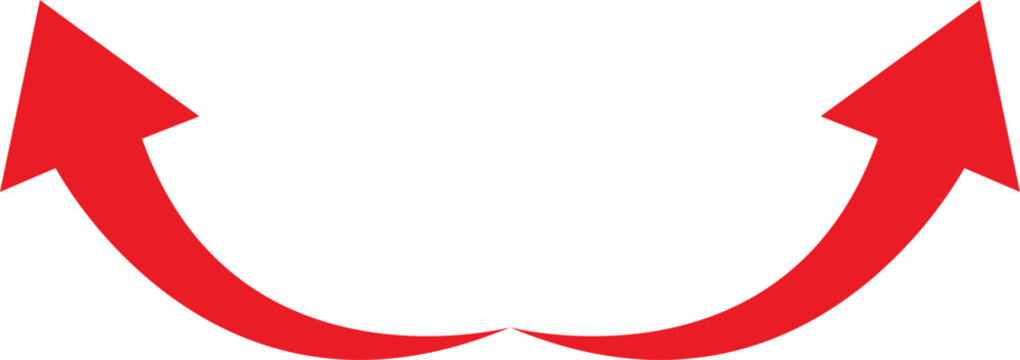 Curved Double Arrow Vector Divergence and Expansion Symbol A simple illustration of two red arrows rising