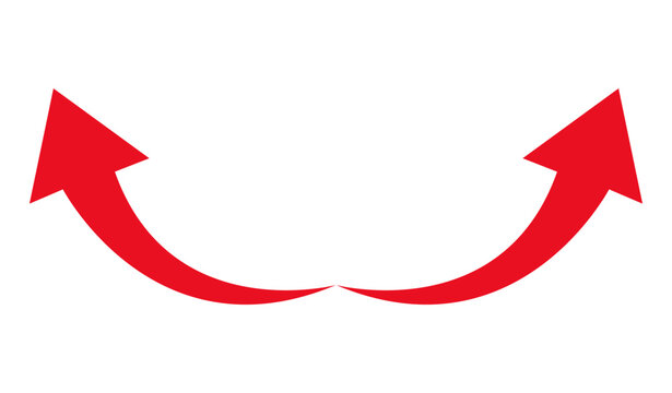 Curved Double Arrow Vector Divergence and Expansion Symbol A simple illustration of two red arrows rising