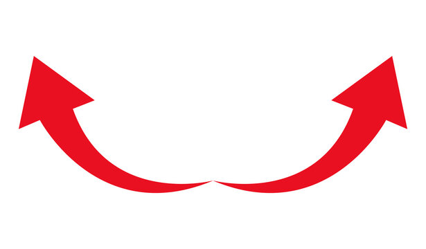 Curved Double Arrow Vector Divergence and Expansion Symbol A simple illustration of two red arrows rising