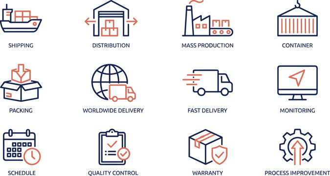 Magnifying glass on package icon logistics delivery service and shipping business concept.