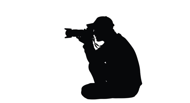 photographer silhouette on white background camera photography