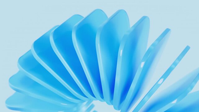 Blue rotating glass background video, 3d rendering.