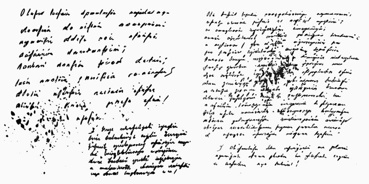 messy handwritten notes with ink splatters on white background grunge texture scribbles