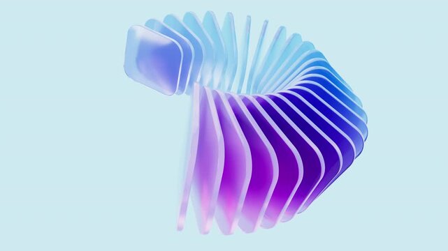 Gradient rotating glass background video, 3d rendering.