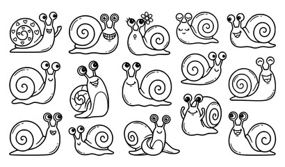 Cute Snail Cartoon Collection Vector Illustration Design Set for Kids © Crafts Home