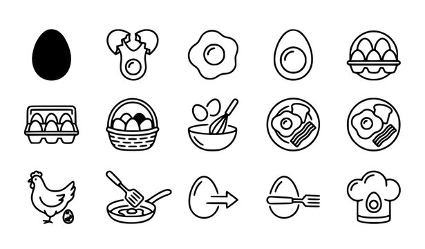 Egg and Poultry Farming Icons Collection Vector Bundle for Branding