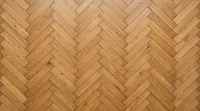 Natural oak parquet flooring in a classic herringbone pattern, creating a warm and elegant background