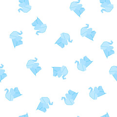 Fototapeta premium pattern rabbit origami animals cartoon. elephant swan, butterfly dog, fish horse rabbit origami animals sign. seamless symbol vector illustration