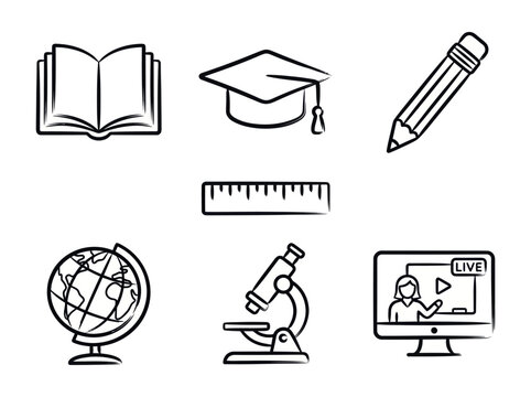 Collection of Hand-Drawn Education and Science Icons.
