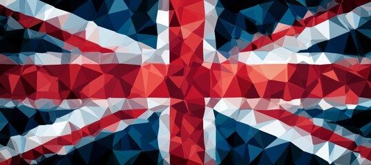 Fototapeta premium United Kingdom UK flag in polygonal geometric art style. Europe country independence day concept. Generative AI technology.