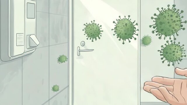 selective focus germ spread via touch contact highlighting infection risk from everyday objects