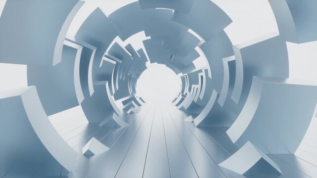 Abstract circular ring background tunnel, architectural tunnel. 3d rendering.