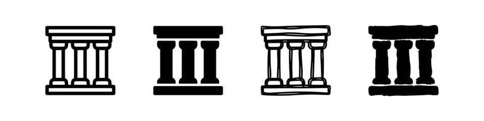 Fototapeta premium Pillars icon variations representing strength, foundation, or support