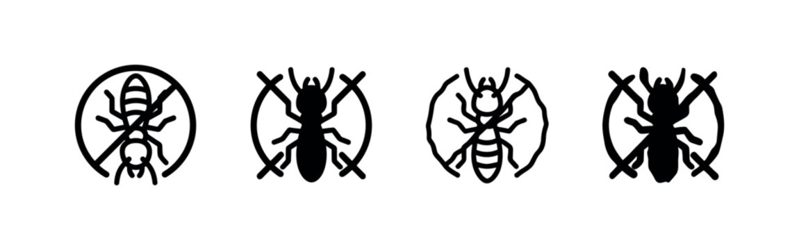 Pest Control and Anti Termite Icon Set for Insect Prevention Services