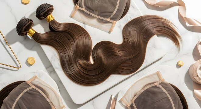 Luxurious Brown Hair Extensions and Lace Wigs.
